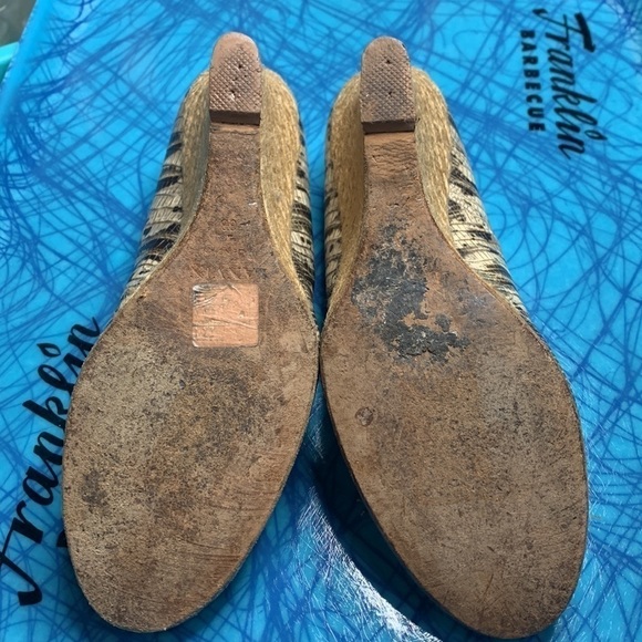 Lanvin black and cream snake skin wedges size 38 - Picture 7 of 10